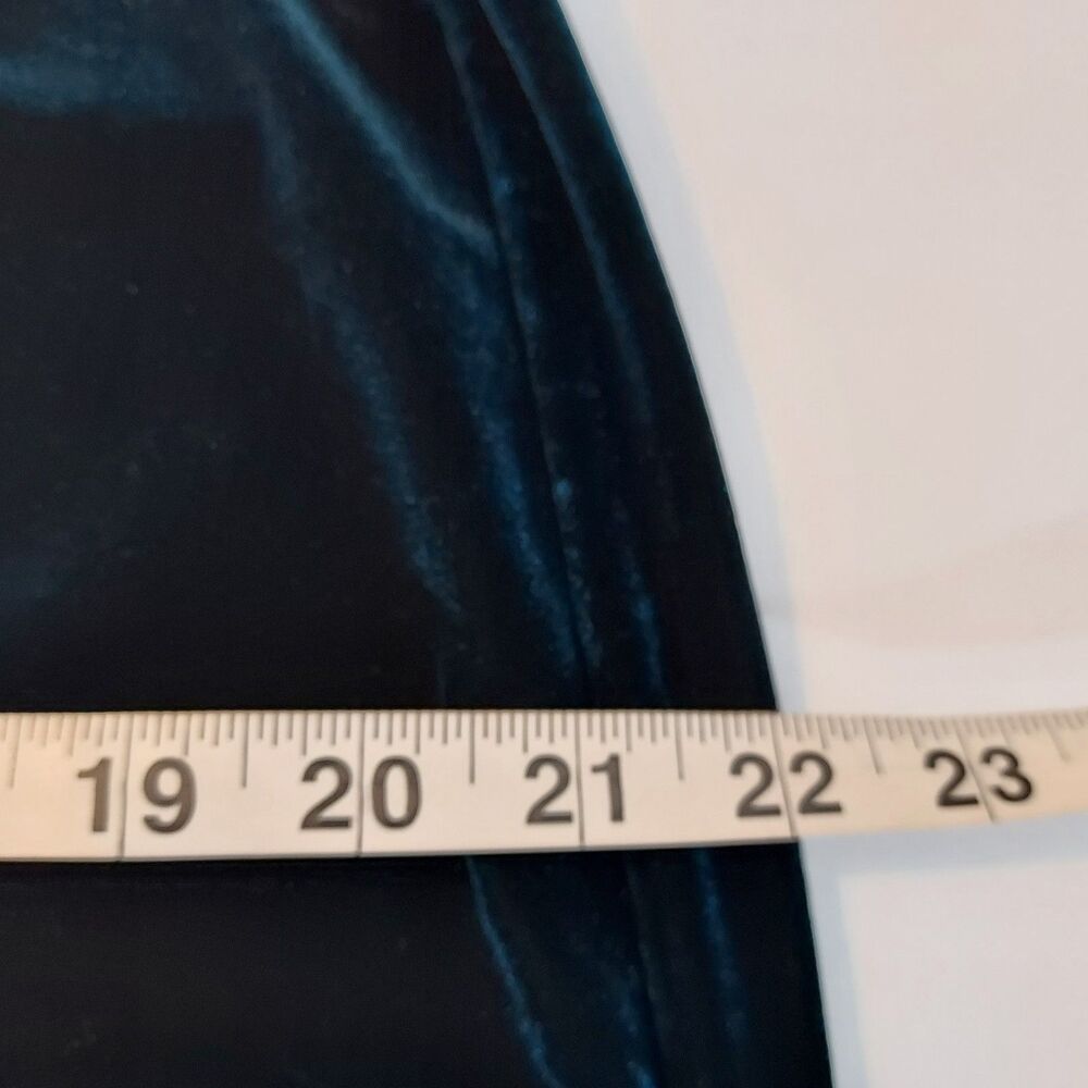Koret Velvet Velour Party Holiday PANTS Size PL Pull on Elastic Waist Dark Teal - Picture 11 of 13